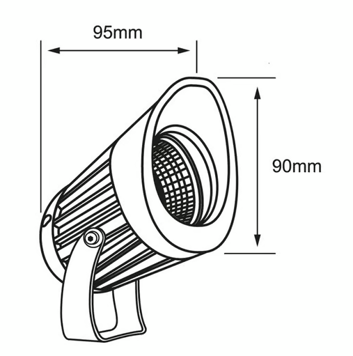 Reflector LED para sobreponer o estaca, 10 W, Luz suave cálida